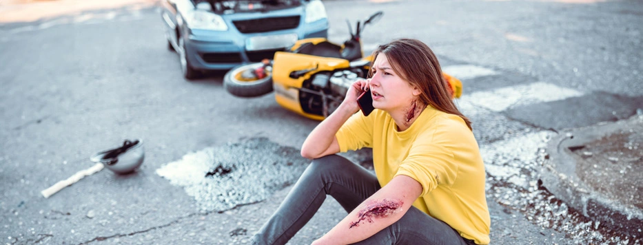 woman in motorcycle accident